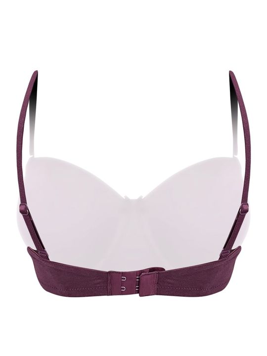 Padded Underwired Full Cup Multiway Strapless Balconette Bra in Violet - Cotton