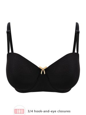 Padded Underwired Full Cup Multiway Strapless Bra in Black with Balconette Style