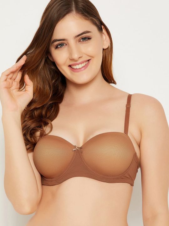 Padded Underwired Full Cup Strapless T-shirt Bra in Nude Colour