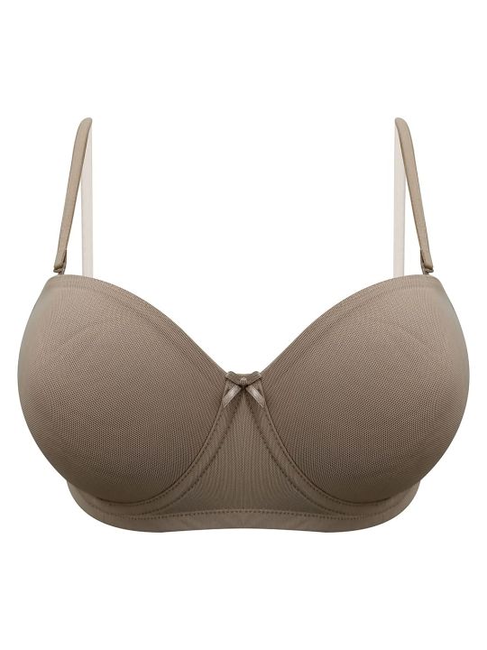 Padded Underwired Full Cup Strapless T-shirt Bra in Nude Colour