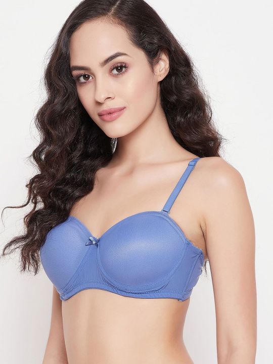Padded Underwired Full Cup Strapless T-shirt Bra in Periwinkle Blue