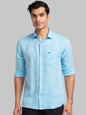 Park Avenue Spread Collar Long Sleeves Linen Slim Fit Shirt