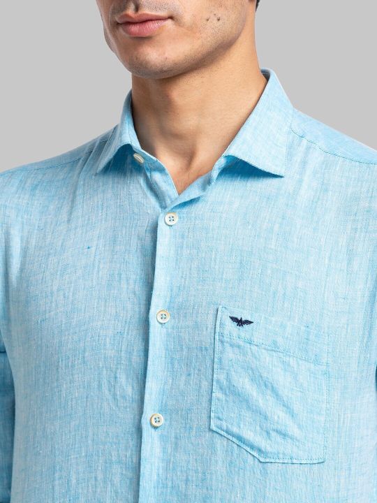Park Avenue Spread Collar Long Sleeves Linen Slim Fit Shirt