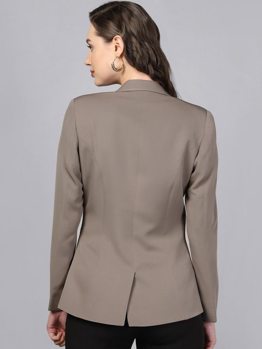 PowerSutra Women Satin Single-Breasted Formal Blazer