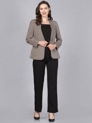 PowerSutra Women Satin Single-Breasted Formal Blazer