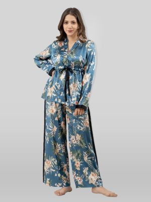 PRETTY LOVING THING Women Blue & White Printed Night suit