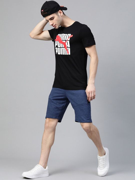 Puma Men Black Graphic 17 Brand Logo Printed T-shirt