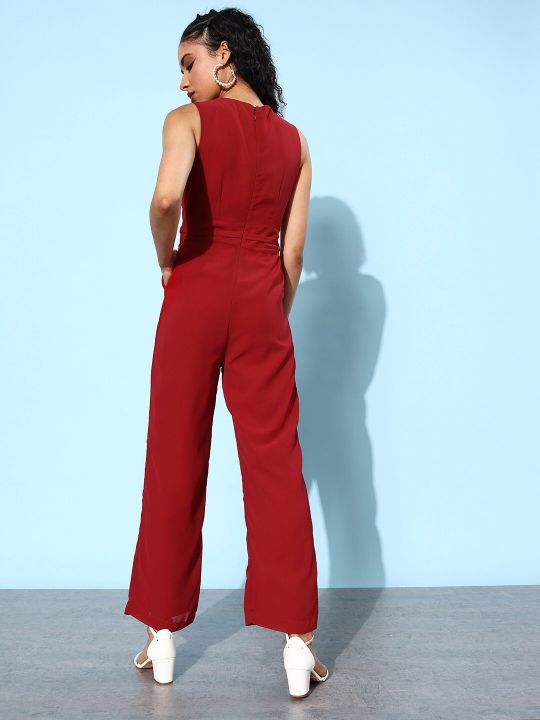 QUIERO Women Maroon Wrap Detail Jumpsuit