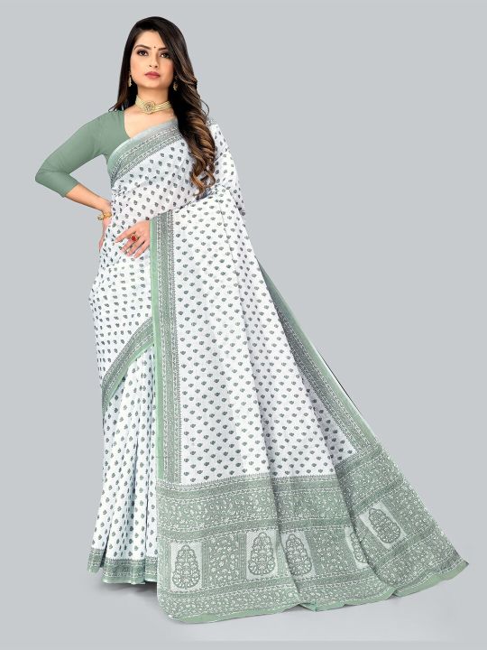 RATAN Floral Printed Pure Cotton Saree