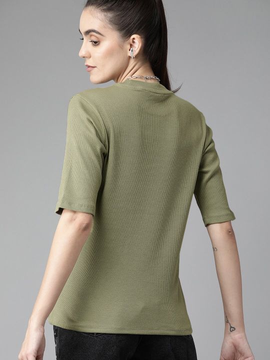 Roadster Green Ribbed Top