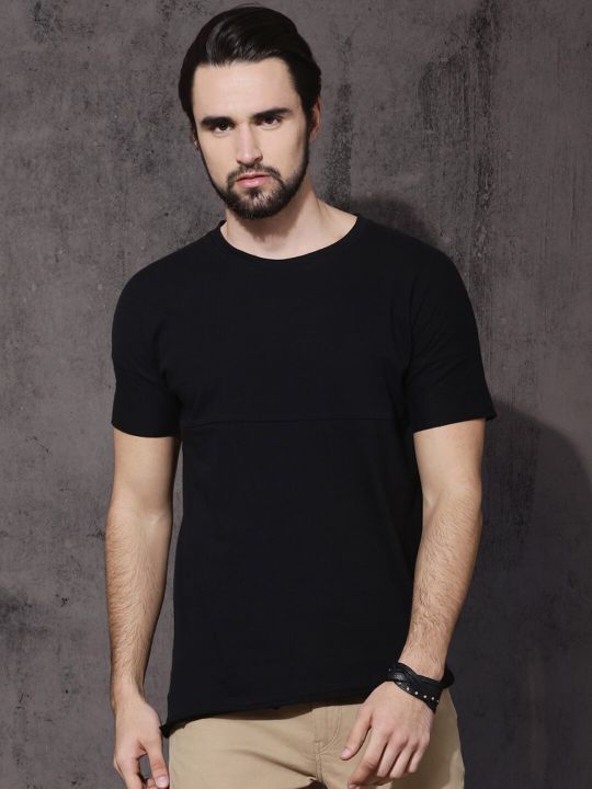 Roadster Men Black Polo Collar Cotton Pure Cotton T-shirt