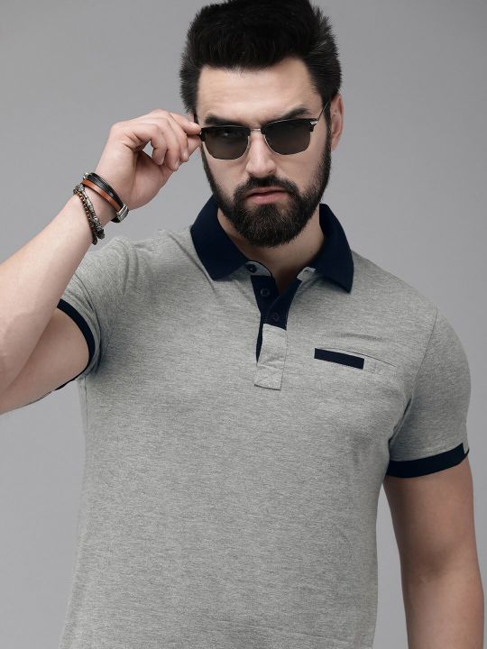 Roadster Men Colourblocked Polo Collar T-shirt