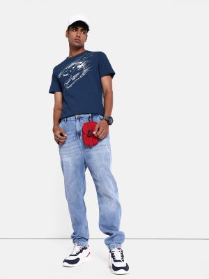 Roadster The Lifestyle Co. Men Navy Blue Pure Cotton Summertime Solace Digi Prints T-shirt