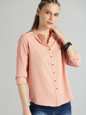 Roadster The Lifestyle Co Women Peach Solid Shirt Style Top