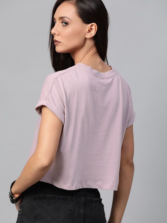 Roadster Women Lavender Solid Round Neck Top
