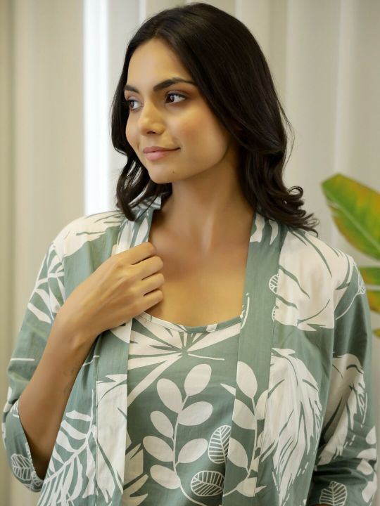 SANSKRUTIHOMES Women Printed Cotton Night suit