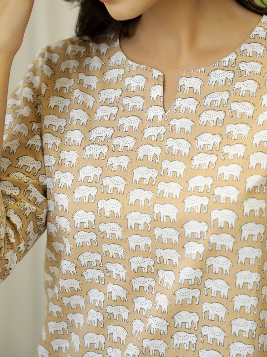 SANSKRUTIHOMES Women Printed Pure Cotton Night suit