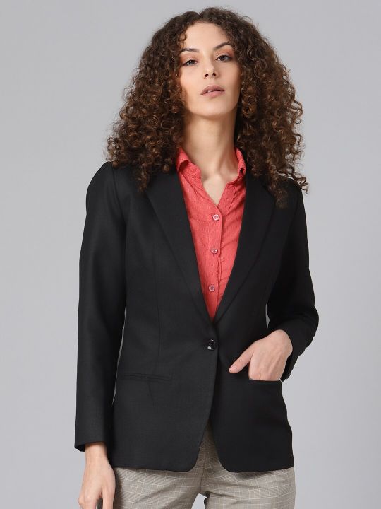 Shaftesbury London Women Black Solid Formal Blazer