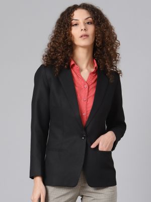 Shaftesbury London Women Black Solid Formal Blazer