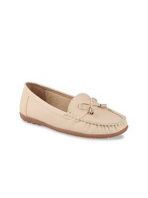Shoetopia Women Cream-Coloured Solid Ballerinas