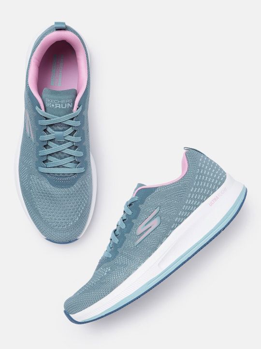 Skechers Women Blue Mesh Go Run Pulse Running Shoes