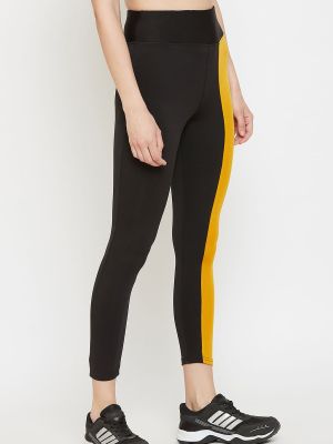 Snug Fit Active Ankle-Length Colourblock Tights in Black