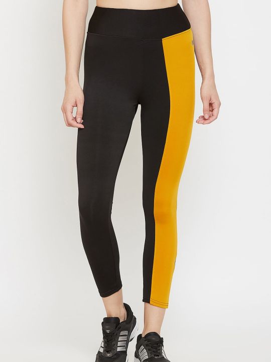 Snug Fit Active Ankle-Length Colourblock Tights in Black