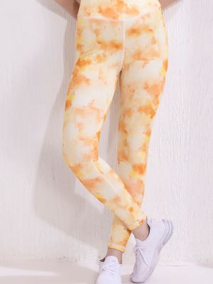 Snug Fit Active Ankle-Length Tie-Dye Tights in Yellow