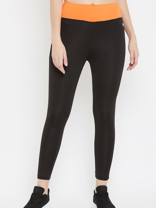 Snug Fit Active Ankle-Length Tights in Black