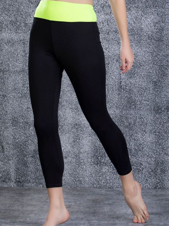 Snug Fit Active Ankle-Length Tights in Black
