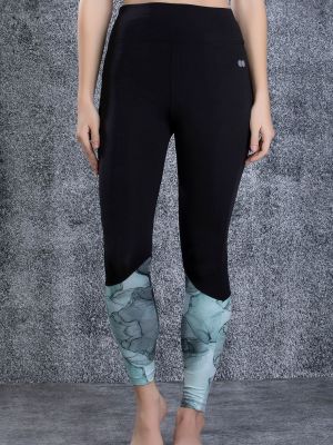 Snug Fit Active Marble Print Ankle-Length Tights in Black