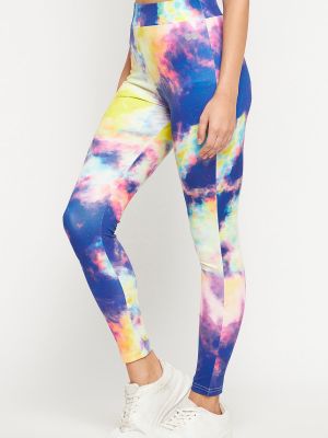 Snug Fit Ankle-Length High-Rise Marble Print Active Tights in Multicolour