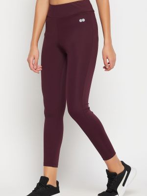 Snug Fit High-Rise Active Tights in Wine Colour