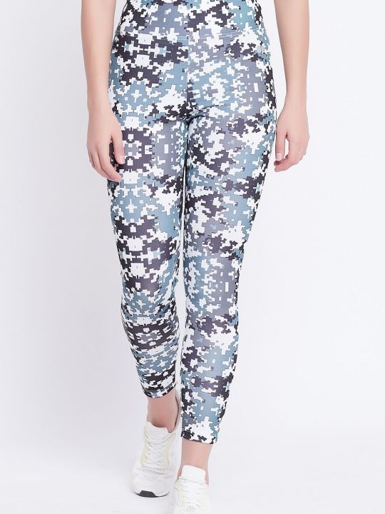 Snug Fit Printed Active Tights in Dark Grey