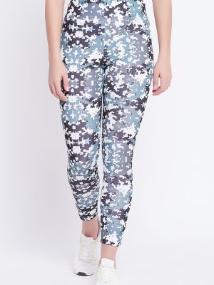 Snug Fit Printed Active Tights in Dark Grey