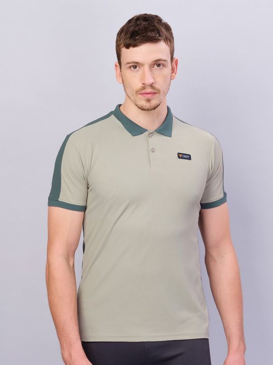 Technosport Polo Collar Antimicrobial Slim Fit Training or Gym T-shirt