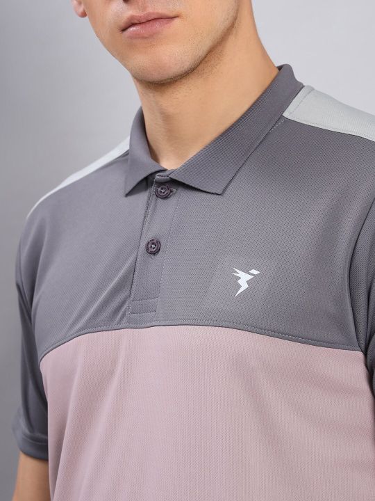 Technosport Polo Collar Regular Fit Antimicrobial Training or Gym T-shirt