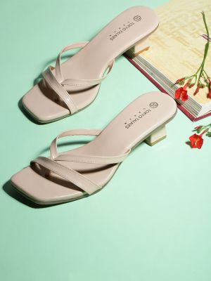 Tokyo Talkies Beige Block Heels