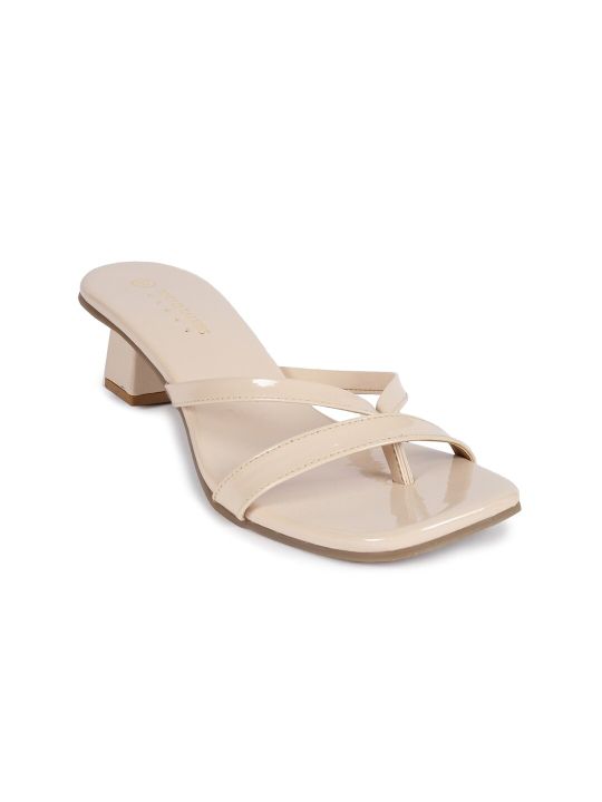 Tokyo Talkies Beige Block Heels