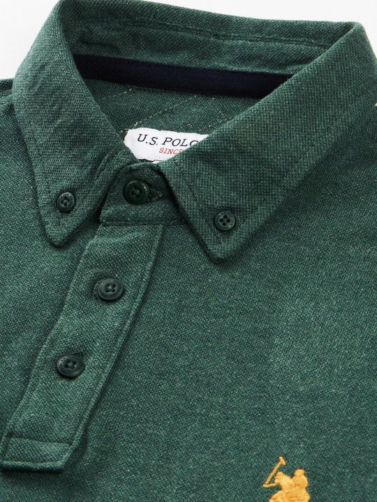U.S. Polo Assn. U S Polo Assn Men Embroidered Polo Collar Slim Fit Pure Cotton Casual T-shirt