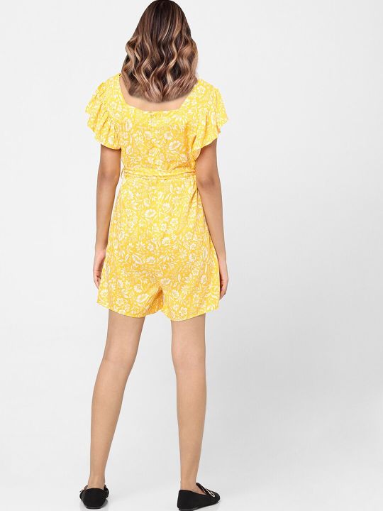 Vero Moda Yellow & White Printed Jumpsuit
