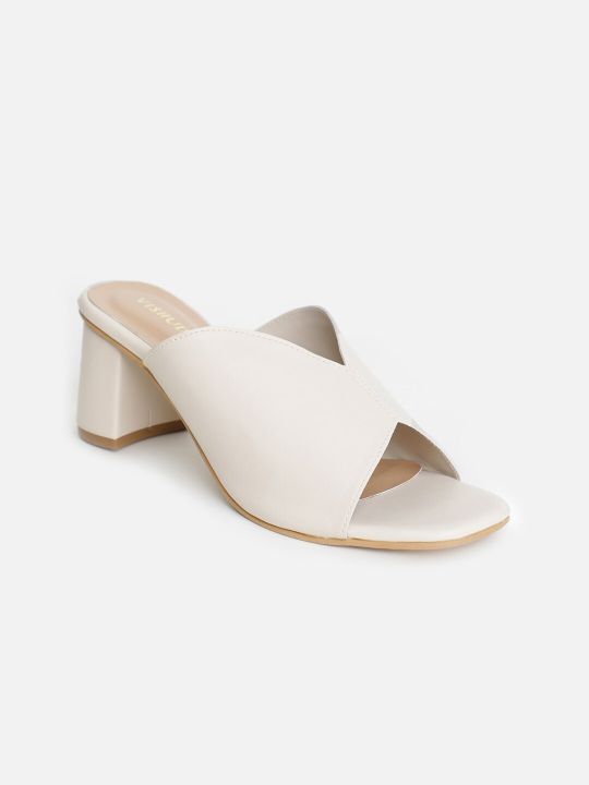 Vishudh Women Beige Solid Block Heels