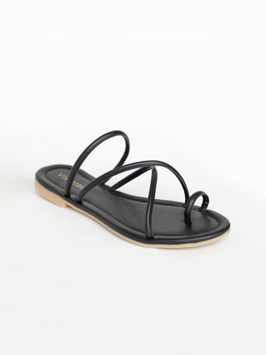 Vishudh Women Black Solid One Toe Flats