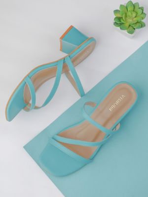Vishudh Women Teal Colourblocked Pumps
