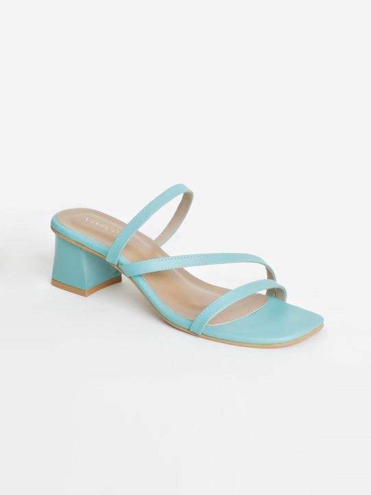 Vishudh Women Teal Colourblocked Pumps