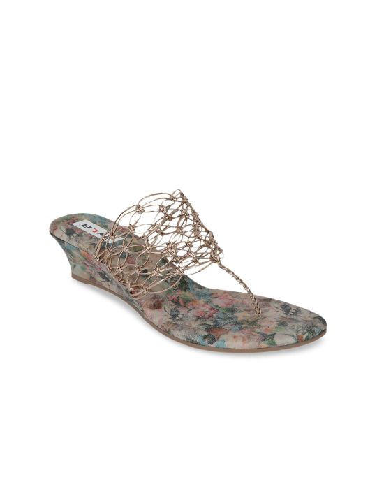 Zyla Women Rose Gold Solid Sandals