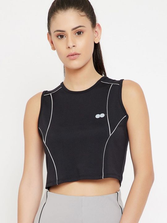 Comfort-Fit Active Crop Top in Black