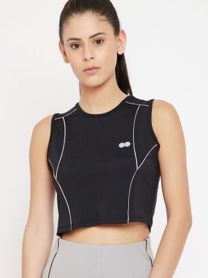 Comfort-Fit Active Crop Top in Black