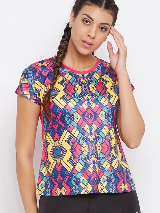 Comfort Fit Active Printed T-shirt in Dark Pink