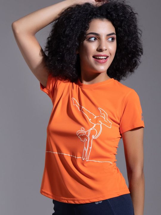 Comfort Fit Graphic Print Active T-shirt in Orange